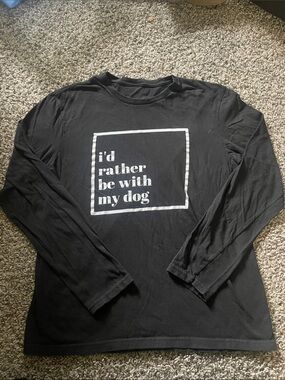Black Long Sleeve Graphic Tee - "I'd Rather Be With My Dog"